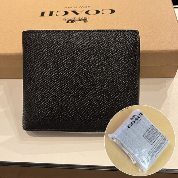 COACH MEN 3 IN 1 WALLET CR899 BLK - Picture 1 of 10